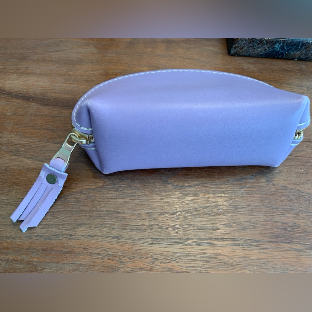Portland Leather Lilac Half Moon Zip Pouch with Tassel - Picture 3 of 4